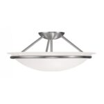 3 Light Brushed Nickel Ceiling Light fixture with Steel base material-Lighting LumensFlush Mount Ceiling Lights