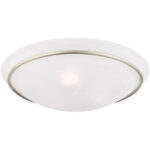 3 Light Brushed Nickel Ceiling Light fixture with White Alabaster Glass Shade-Lighting LumensFlush Mount Ceiling Lights