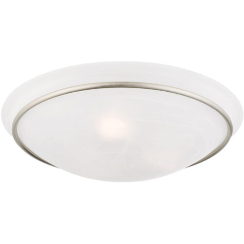 3 Light Brushed Nickel Ceiling Light fixture with White Alabaster Glass Shade-Lighting LumensFlush Mount Ceiling Lights