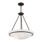 3 Light Bronze Pendant light Hanging Light Fixture with White Alabaster Glass Shade-Lighting LumensPendant Lights