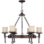 6 Light Olde Bronze Chandelier with Vintage Hand Blown Satin Glass Shade-Lighting LumensChandeliers