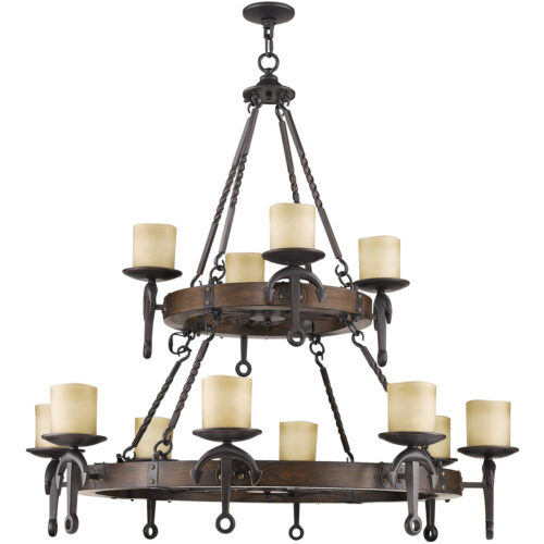 12 Light Olde Bronze Chandelier with Vintage Hand Blown Satin Glass Shade-Lighting LumensChandeliers