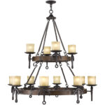 12 Light Olde Bronze Chandelier with Vintage Hand Blown Satin Glass Shade-Lighting LumensChandeliers