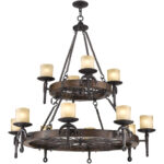 12 Light Olde Bronze Chandelier with Vintage Hand Blown Satin Glass Shade-Lighting LumensChandeliers