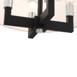 4 Light Black Chandelier with Hand Crafted Off White Fabric Hardback Shade-Lighting LumensChandeliers