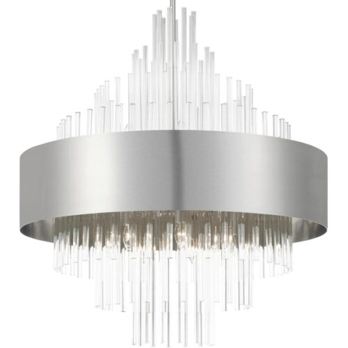 48877-91 14 Light Brushed Nickel Large Pendant Chandelier-Lighting LumensChandeliers