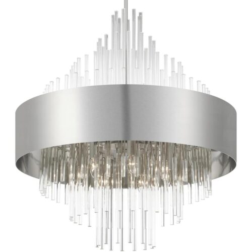 48877-91 14 Light Brushed Nickel Large Pendant Chandelier-Lighting LumensChandeliers