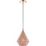 1 Light Rose Gold Pendant light Hanging Light Fixture with Rose Gold Filigreed Metal Shade-Lighting LumensPendant Lights