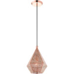 1 Light Rose Gold Pendant light Hanging Light Fixture with Rose Gold Filigreed Metal Shade-Lighting LumensPendant Lights