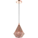 1 Light Rose Gold Pendant light Hanging Light Fixture with Rose Gold Filigreed Metal Shade-Lighting LumensPendant Lights