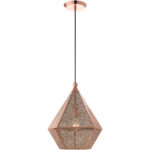 1 Light Rose Gold Pendant light Hanging Light Fixture with Rose Gold Filigreed Metal Shade-Lighting LumensPendant Lights