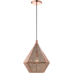 1 Light Rose Gold Pendant light Hanging Light Fixture with Rose Gold Filigreed Metal Shade-Lighting LumensPendant Lights