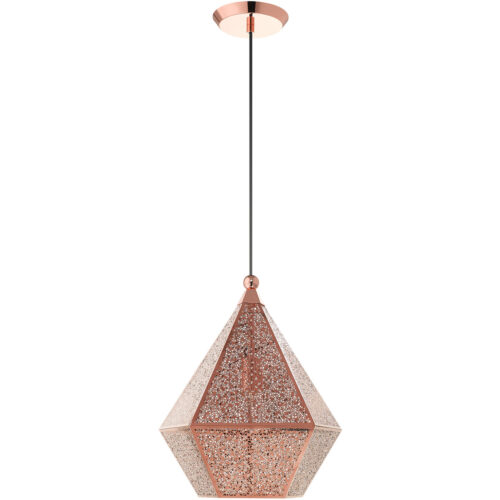 1 Light Rose Gold Pendant light Hanging Light Fixture with Rose Gold Filigreed Metal Shade-Lighting LumensPendant Lights