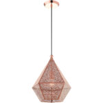 1 Light Rose Gold Pendant light Hanging Light Fixture with Rose Gold Filigreed Metal Shade-Lighting LumensPendant Lights