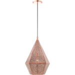 1 Light Rose Gold Pendant light Hanging Light Fixture with Rose Gold Filigreed Metal Shade-Lighting LumensPendant Lights