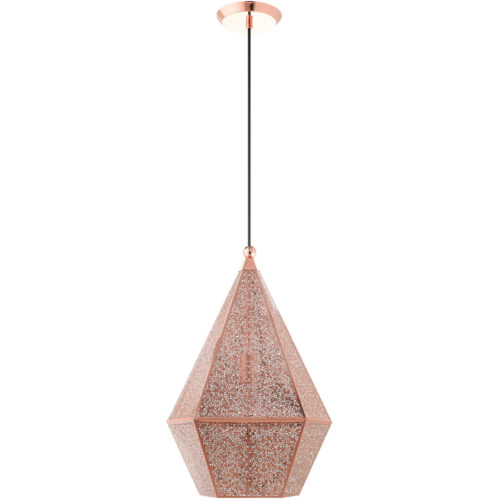 1 Light Rose Gold Pendant light Hanging Light Fixture with Rose Gold Filigreed Metal Shade-Lighting LumensPendant Lights