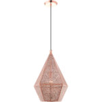 1 Light Rose Gold Pendant light Hanging Light Fixture with Rose Gold Filigreed Metal Shade-Lighting LumensPendant Lights