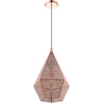 1 Light Rose Gold Pendant light Hanging Light Fixture with Rose Gold Filigreed Metal Shade-Lighting LumensPendant Lights