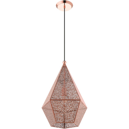 1 Light Rose Gold Pendant light Hanging Light Fixture with Rose Gold Filigreed Metal Shade-Lighting LumensPendant Lights