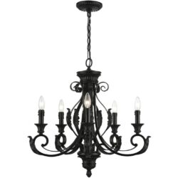 49065-68 5 Light Shiny Black Chandelier-Lighting LumensChandeliers