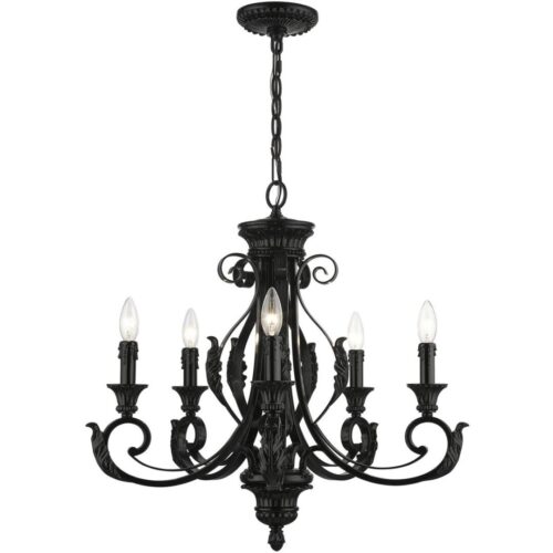 49065-68 5 Light Shiny Black Chandelier-Lighting LumensChandeliers