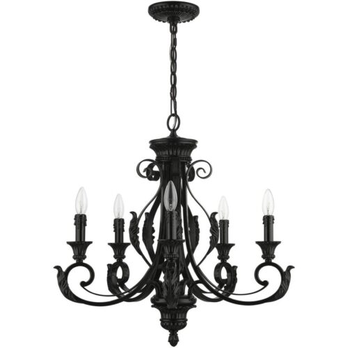 49065-68 5 Light Shiny Black Chandelier-Lighting LumensChandeliers