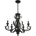 49065-68 5 Light Shiny Black Chandelier-Lighting LumensChandeliers