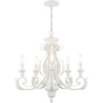 49065-69 5 Light Shiny White Chandelier-Lighting LumensChandeliers