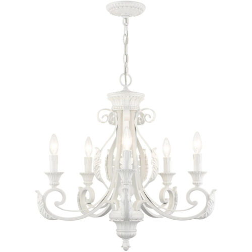 49065-69 5 Light Shiny White Chandelier-Lighting LumensChandeliers