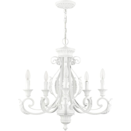 49065-69 5 Light Shiny White Chandelier-Lighting LumensChandeliers