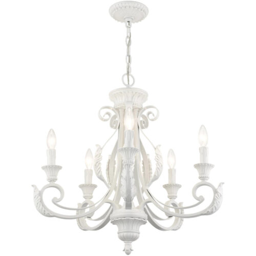 49065-69 5 Light Shiny White Chandelier-Lighting LumensChandeliers