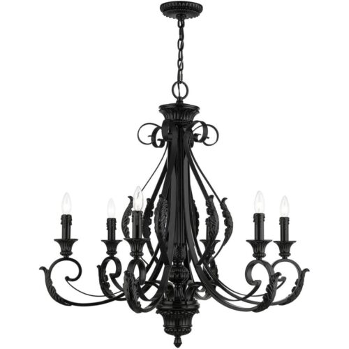 49066-68 6 Light Shiny Black Large Chandelier-Lighting LumensChandeliers