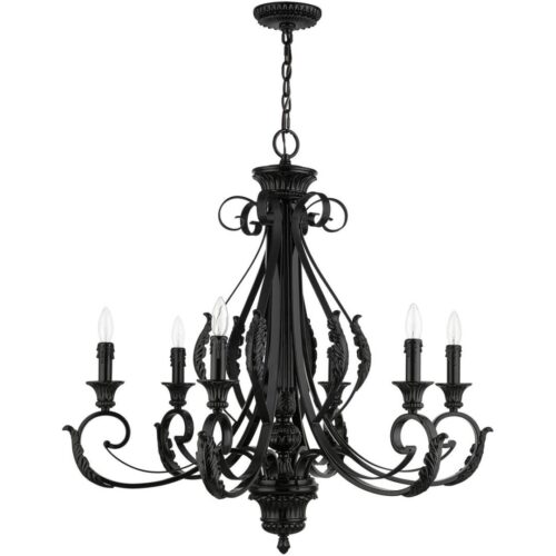 49066-68 6 Light Shiny Black Large Chandelier-Lighting LumensChandeliers