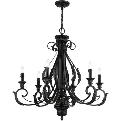 49066-68 6 Light Shiny Black Large Chandelier-Lighting LumensChandeliers