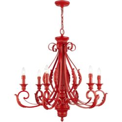 49066-72 6 Light Shiny Red Large Chandelier-Lighting LumensChandeliers