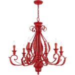 49066-72 6 Light Shiny Red Large Chandelier-Lighting LumensChandeliers