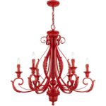 49066-72 6 Light Shiny Red Large Chandelier-Lighting LumensChandeliers