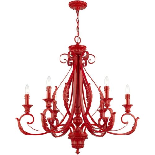 49066-72 6 Light Shiny Red Large Chandelier-Lighting LumensChandeliers