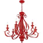 49066-72 6 Light Shiny Red Large Chandelier-Lighting LumensChandeliers