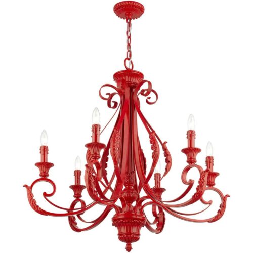 49066-72 6 Light Shiny Red Large Chandelier-Lighting LumensChandeliers