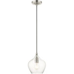 1 Light Brushed Nickel Mini Pendant with Clear Glass Shade-Lighting LumensPendant Lights