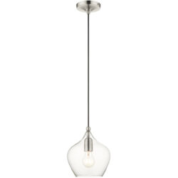 1 Light Brushed Nickel Mini Pendant with Clear Glass Shade-Lighting LumensPendant Lights