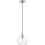 1 Light Brushed Nickel Mini Pendant with Clear Glass Shade-Lighting LumensPendant Lights