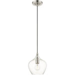 1 Light Brushed Nickel Mini Pendant with Clear Glass Shade-Lighting LumensPendant Lights