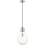 1 Light Brushed Nickel Mini Pendant with Clear Glass Shade-Lighting LumensPendant Lights