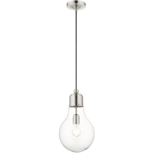 1 Light Brushed Nickel Mini Pendant with Clear Glass Shade-Lighting LumensPendant Lights