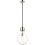 1 Light Brushed Nickel Mini Pendant with Clear Glass Shade-Lighting LumensPendant Lights