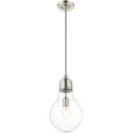 1 Light Brushed Nickel Mini Pendant with Clear Glass Shade-Lighting LumensPendant Lights