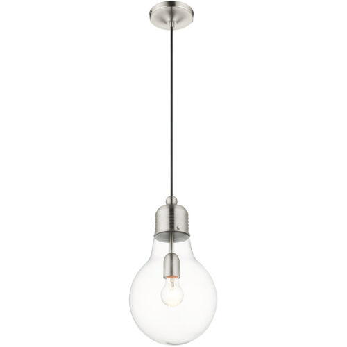 1 Light Brushed Nickel Mini Pendant with Clear Glass Shade-Lighting LumensPendant Lights