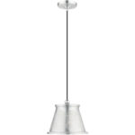 1 Light Brushed Aluminum Mini Pendant light Hanging Light Fixture with Brushed Aluminum with Shiny White finish Inside Shade-Lighting LumensPendant Lights